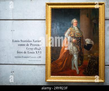 Un grand portrait encadré peint par Antoine François Callet en 1788 de Louis Stanilas Xavier quand il était comte de province. Entre 1814-25 il était t Banque D'Images