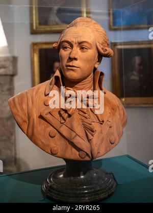 Un buste en terre cuite du révolutionnaire français Maximilien Robespierre, par le sculpteur Claude André Deseine en 1791, Musée de la Révolution française, Vizille, Banque D'Images