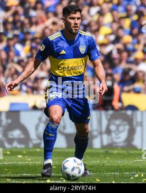 Buenos Aires, Argentine. 01 octobre 2023. Bruno Valdez de CA Boca Juniors lors du match de Liga Argentina entre CA Boca Juniors et River plate a joué au stade la Bombonera le 1 octobre 2023 à Buenos Aires, Espagne. (Photo de Santiago Joel Abdala/PRESSINPHOTO) crédit : PRESSINPHOTO SPORTS AGENCY/Alamy Live News Banque D'Images