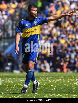 Buenos Aires, Argentine. 01 octobre 2023. Marcelo Weigandt de CA Boca Juniors lors du match de Liga Argentina entre CA Boca Juniors et River plate a joué au stade la Bombonera le 1 octobre 2023 à Buenos Aires, Espagne. (Photo de Santiago Joel Abdala/PRESSINPHOTO) crédit : PRESSINPHOTO SPORTS AGENCY/Alamy Live News Banque D'Images