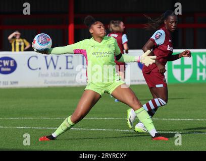 Khiara Keating du Manchester City WFC lors DU match de FA WOMEn'S SUPER LEAGUE entre West Ham United Women et Manchester City Women à Chigwell Banque D'Images