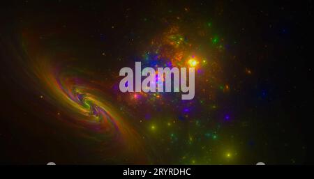 Spirale fractale. Fantastique arrière-plan abstrait des étoiles et galactique dans l'espace. Banque D'Images