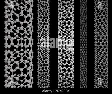 Un rendu 3D de modèles moléculaires de nanotube de carbone Banque D'Images
