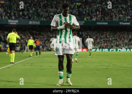 Séville, Espagne. 01 octobre 2023. Assane Diao du Real Betis lors du match de Liga entre le Real Betis et Valencia CF a joué au stade Benito Villamarin le 1 octobre à Séville, en Espagne. (Photo Antonio Pozo/PRESSINPHOTO) crédit : PRESSINPHOTO SPORTS AGENCY/Alamy Live News Banque D'Images
