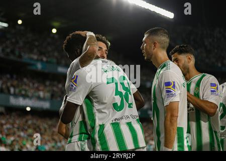 Séville, Espagne. 01 octobre 2023. Assane Diao du Real Betis lors du match de Liga entre le Real Betis et Valencia CF a joué au stade Benito Villamarin le 1 octobre à Séville, en Espagne. (Photo Antonio Pozo/PRESSINPHOTO) crédit : PRESSINPHOTO SPORTS AGENCY/Alamy Live News Banque D'Images