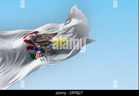 Drapeau de l'état de l'Illinois agitant dans le vent Banque D'Images