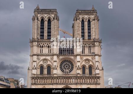 France, Paris, vue de la cathédrale gothique notre Dame sur l'Ile de la Cité Banque D'Images