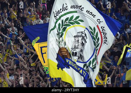 Rome, Latium. 01 octobre 2023. Fans de Frosinone lors du match de Serie A entre Roma et Frosinone au stade olympique, Italie, le 01 octobre 2023. Photographer01 crédit : Agence de photo indépendante / Alamy Live News Banque D'Images