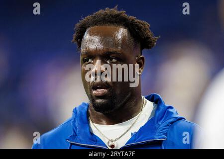 01 octobre 2023 : le joueur de ligne défensif des Colts d'Indianapolis Kwity paye (51) lors du match d'avant-match de la NFL contre les Rams de Los Angeles à Indianapolis, Indiana. Los Angeles bat Indianapolis 29-23 en prolongation. John Mersits/CSM Banque D'Images