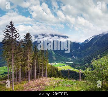 Cascade Alpes vue d'été Banque D'Images