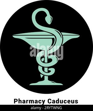 Pharmacie Caduceus symbole conception d'icône médicale clinique de soins de santé médecin Industrie de l'hôpital symbole de serpent Illustration Vector Design marque de couleurs diverses Illustration de Vecteur