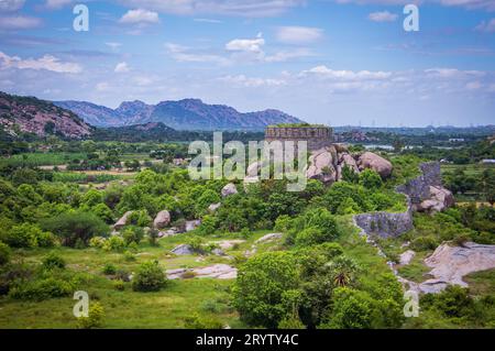 Le vaste complexe du fort de Gingee dans le district de Vlupuram, Tamil Nadu, Inde Banque D'Images