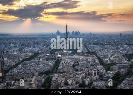 Vue panoramique sur Paris avec Tour Eiffel Banque D'Images