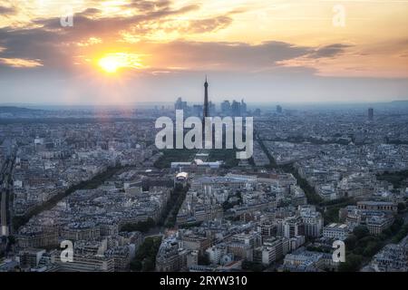 Vue panoramique sur Paris avec Tour Eiffel Banque D'Images