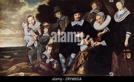 Franz Hals (1580?-1666) École néerlandaise de Haarlem. Groupe familial. Galerie nationale. Peint à l'huile sur toile. 4 pi 11 in h x 8 pi 4,5 in w. Frans Hals l'ancien était un peintre néerlandais de l'âge d'or, principalement des portraits individuels et de groupe et des œuvres de genre, qui a vécu et travaillé à Haarlem. HALS a joué un rôle important dans l'évolution du portrait de groupe au 17e siècle. Il est connu pour son travail de pinceau lâche. Banque D'Images