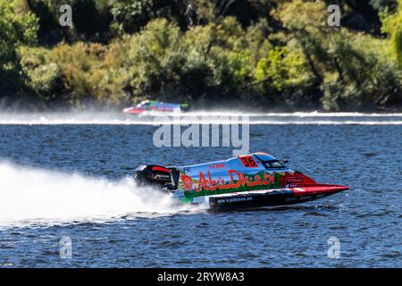 Courses de bateaux à moteur à Vila Velha de Ródão, lors du Grand Prix du Portugal II du Championnat du monde UIM F2 2023. Banque D'Images