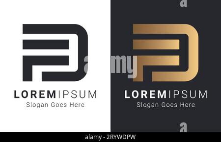 Design original FD de luxe ou DF Monogram Text Letter logo Illustration de Vecteur