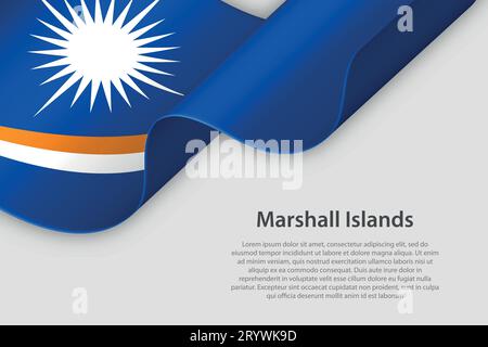 Ruban 3d avec drapeau national Îles Marshall isolé sur fond blanc avec copyspace Illustration de Vecteur