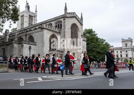 Londres, Angleterre, Royaume-Uni. 2 octobre 2023. Petit déjeuner du Lord Chancellor. Les membres de la magistrature britannique font leur chemin de l'abbaye de Westminster à la Banque D'Images