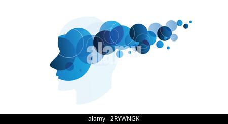 Papier peint, arrière-plan, prospectus, page d'arrivée ou conception de couverture avec tête humaine ou robot et motif abstrait - applicable aux rapports, présentations, Plac Illustration de Vecteur