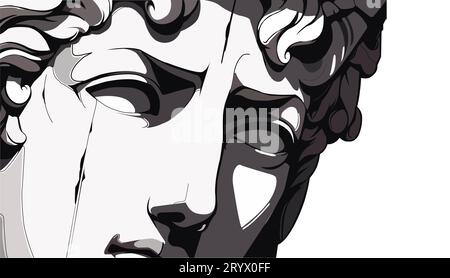 Michelangelo David statue visage illustration créative en couleur. Conception de l'arrière-plan. Illustration de Vecteur