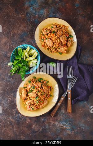 Couscous avec viande et légumes Banque D'Images