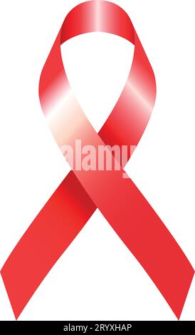 Ruban ROUGE célèbre pour se souvenir de la journée internationale de la recherche sur le sida, symbole international, illustration vectorielle Illustration de Vecteur