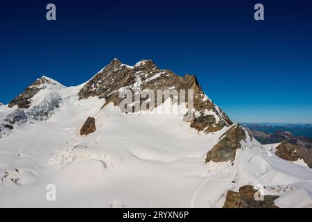 Le Grand glacier d'Aletsch, le plus grand et le plus long glacier des Alpes. Banque D'Images