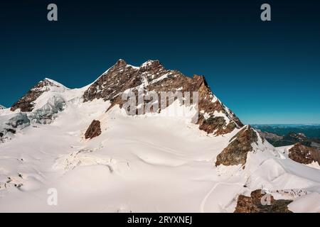 Le Grand glacier d'Aletsch, le plus grand et le plus long glacier des Alpes. Banque D'Images