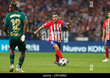 Madrid, Espagne. 1 octobre 2023. Koke (Atletico) football/football : Espagnol 'LaLiga EA Sportss' Match entre le Club Atletico de Madrid 3-2 Cadiz CF à l'Estadio Civitas Metropolitano à Madrid, Espagne . Crédit : Mutsu Kawamori/AFLO/Alamy Live News Banque D'Images