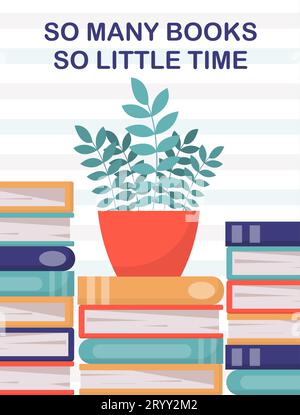 Pile de livres avec concept de vecteur végétal Illustration de Vecteur