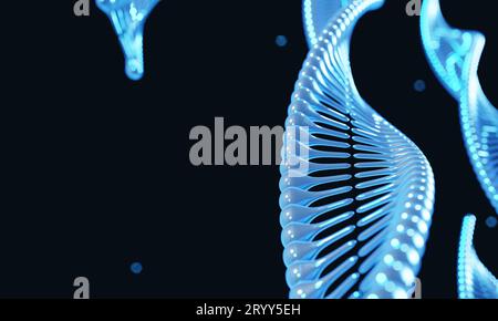 Modification génétique du chromosome de l'ADN de l'hélice bleue sur fond noir.Concept scientifique et médical.Rendu d'illustration 3D Banque D'Images