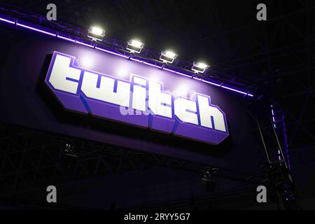 Plateforme de streaming en ligne Twitch branding au Tokyo Game Show 2023. Crédit : Stanislav Kogiku/AFLO/Alamy Live News Banque D'Images