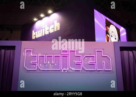 Plateforme de streaming en ligne Twitch branding au Tokyo Game Show 2023. Crédit : Stanislav Kogiku/AFLO/Alamy Live News Banque D'Images