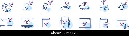 Aucune icône de signal wi-fi définie. Vecteurs pixels parfaits Illustration de Vecteur