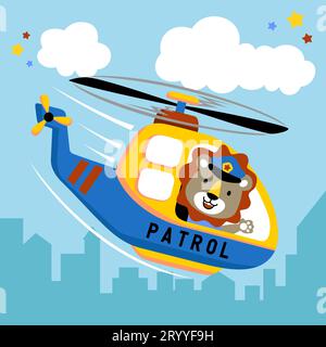Dessin animé d'hélicoptère avec pilote mignon Illustration de Vecteur