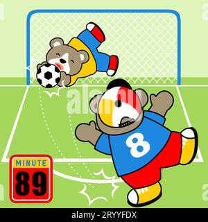 dessin animé little bears jouant au football Illustration de Vecteur