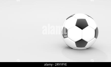 Ballon de football en cuir classique réaliste sur fond blanc. Concept de sport et d'activité. Rendu d'illustration 3D. Vierge et copier Banque D'Images