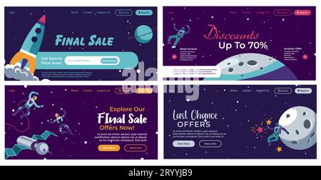 Ensemble de bannières Web avec vente finale, concept cosmique Illustration de Vecteur
