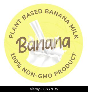 Lait de banane à base de plantes, 100 pour cent non ogm Illustration de Vecteur