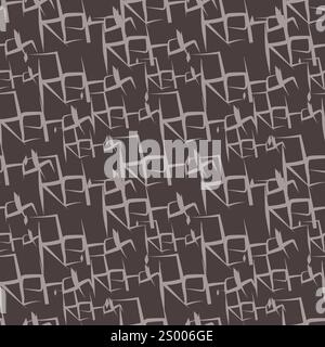 Abstrait Seamless Vintage Hand Write Pattern Stock Vector tons bruns Illustration de Vecteur