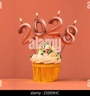 Bougies numéro 2028 pour la bonne année - célébration de la veille du nouvel an Banque D'Images