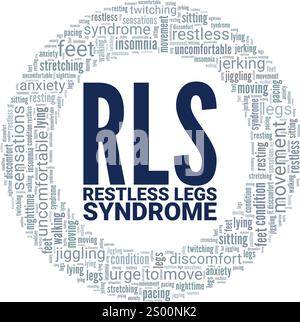 Restless Legs syndrome RLS Word Cloud conception conceptuelle isolée sur fond blanc. Illustration de Vecteur