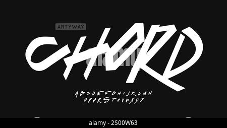 Typographie dynamique pour logos urbains, titre de graffiti géométrique créatif, design de rue jeune, style moderne expressif. Police Street Fashion Illustration de Vecteur