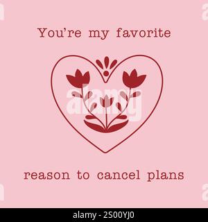 Carte drôle de Saint-Valentin, coeurs dessinés à la main, texte drôle Illustration de Vecteur