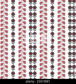 Motif brodé noir et rouge. Illustration vectorielle transparente. Illustration de Vecteur