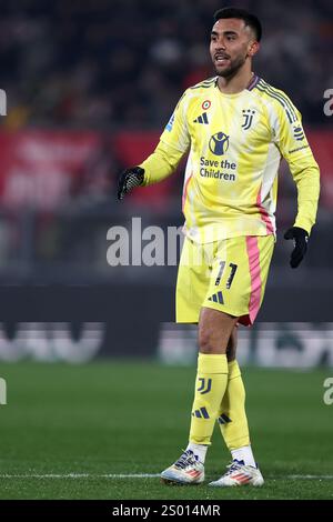 Monza, Italie. 22 décembre 2024. Nico Gonzalez de la Juventus FC regarde pendant le match de Serie A entre AC Monza et Juventus FC au U-Power Stadium le 22 décembre 2024 à Monza, en Italie . Crédit : Marco Canoniero/Alamy Live News Banque D'Images