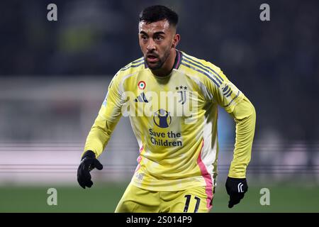 Monza, Italie. 22 décembre 2024. Nico Gonzalez de la Juventus FC regarde pendant le match de Serie A entre AC Monza et Juventus FC au U-Power Stadium le 22 décembre 2024 à Monza, en Italie . Crédit : Marco Canoniero/Alamy Live News Banque D'Images