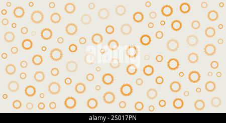 Beaucoup de colorés placés au hasard, et de taille motif de fleurs orange - texture de style moderne, arrière-plan, élément de conception dans le format vectoriel modifiable Illustration de Vecteur