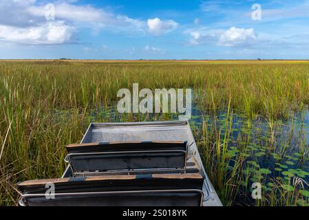 Excursion en hydroglisseur dans le parc national des Everglades de Floride, Floride, États-Unis Banque D'Images